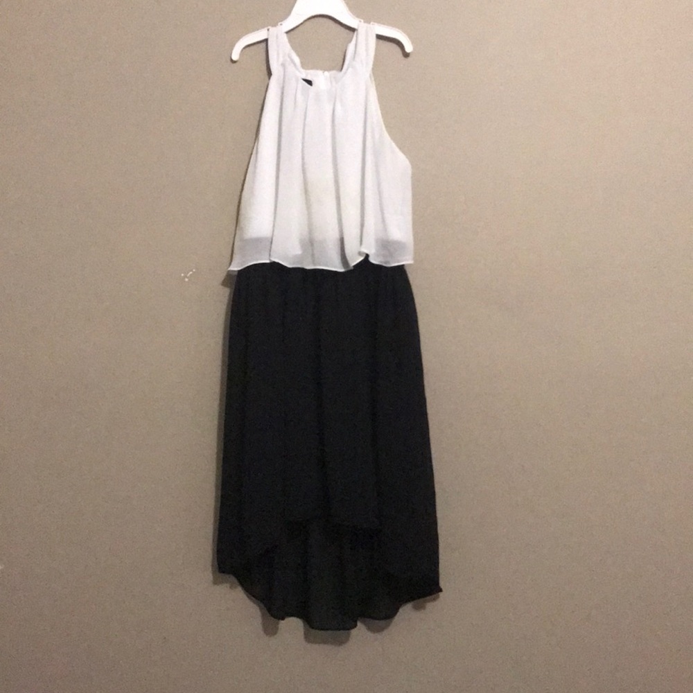 White and black halter dress